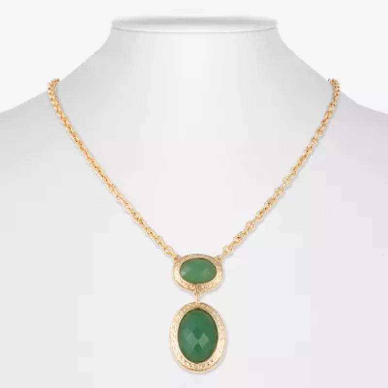 Monet Jewelry Gold Tone Womens Oval 17 Inch Pendant Necklaces
