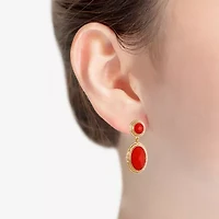 Monet Jewelry Gold Tone Double Womens Oval Hypoallergenic Drop Earrings