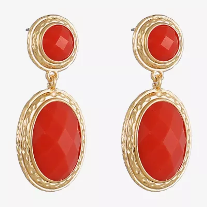 Monet Jewelry Gold Tone Double Womens Oval Hypoallergenic Drop Earrings