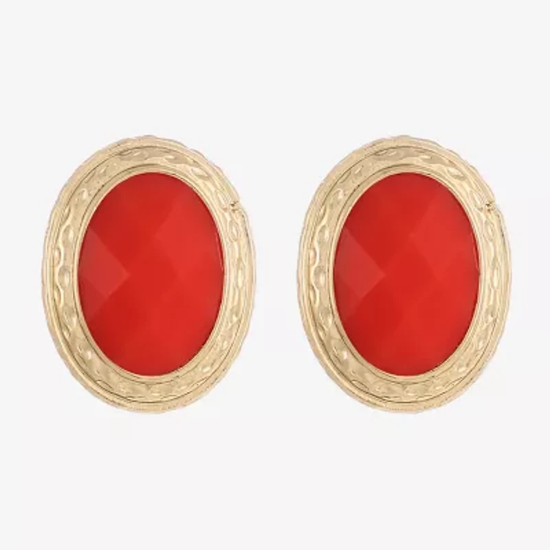 Monet Jewelry Gold Tone Womens Oval Clip On Earrings