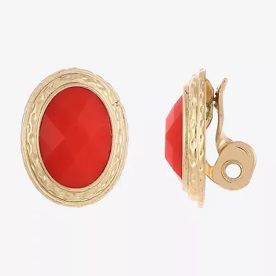 Monet Jewelry Gold Tone Womens Oval Clip On Earrings