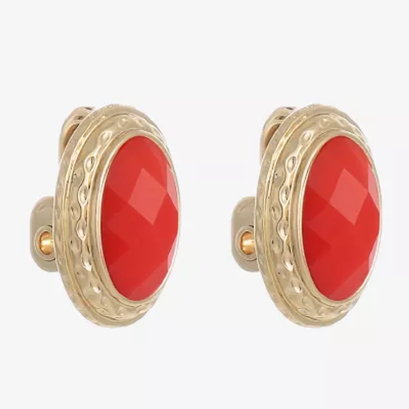 Monet Jewelry Gold Tone Womens Oval Clip On Earrings