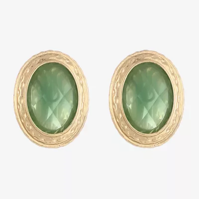 Monet Jewelry Gold Tone Womens Oval Clip On Earrings