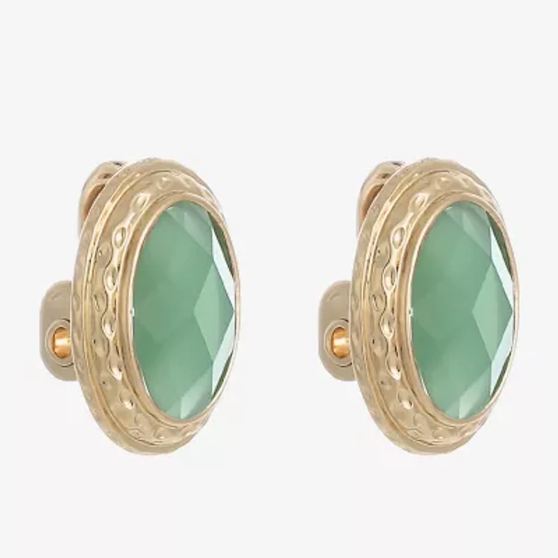Monet Jewelry Gold Tone Womens Oval Clip On Earrings