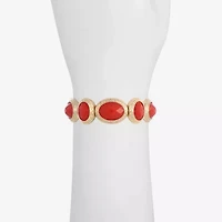 Monet Jewelry Gold Tone Womens Orange Oval Stretch Bracelet