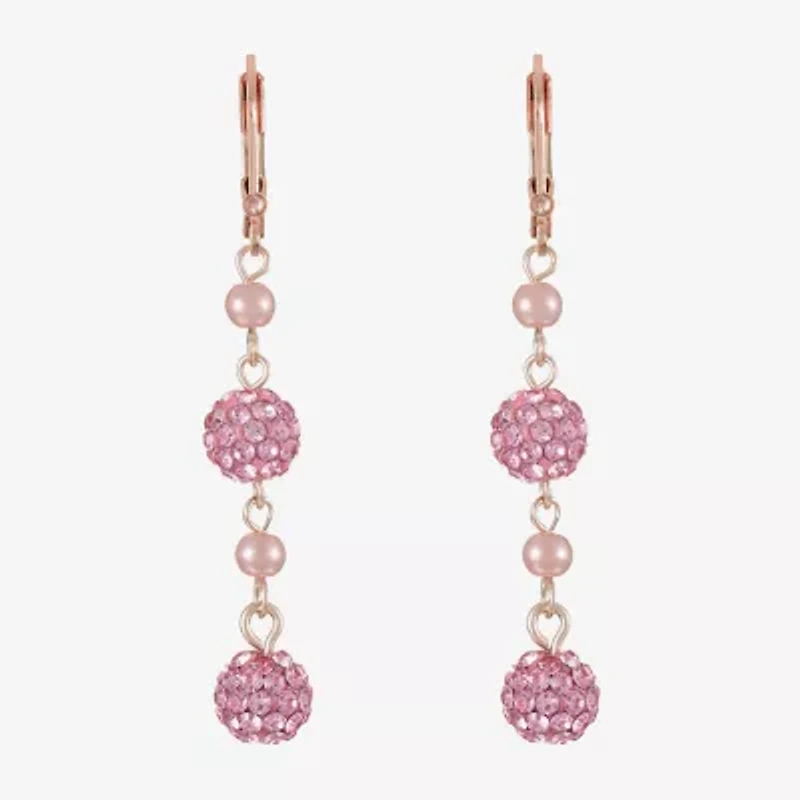 Monet Jewelry Womens Glass Simulated Pearl Drop Earrings