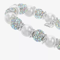 Monet Jewelry Womens Glass Simulated Pearl Round Stretch Bracelet