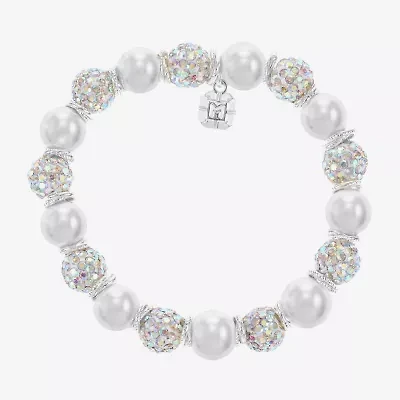 Monet Jewelry Womens Glass Simulated Pearl Round Stretch Bracelet