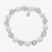 Monet Jewelry Womens Glass Simulated Pearl Round Stretch Bracelet