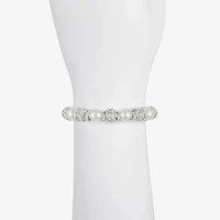 Monet Jewelry Womens Glass Simulated Pearl Round Stretch Bracelet