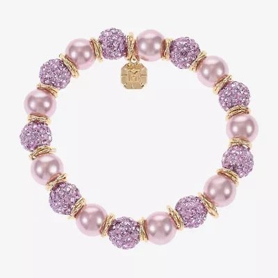 Monet Jewelry Womens Glass Simulated Pearl Round Stretch Bracelet