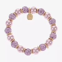 Monet Jewelry Womens Glass Simulated Pearl Round Stretch Bracelet