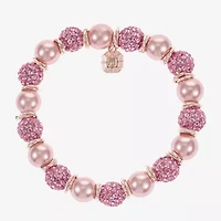 Monet Jewelry Womens Glass Simulated Pearl Round Stretch Bracelet