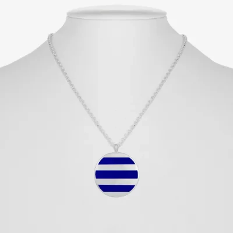 Liz Claiborne Striped Enamel Womens 34 Inch Pendant Necklace