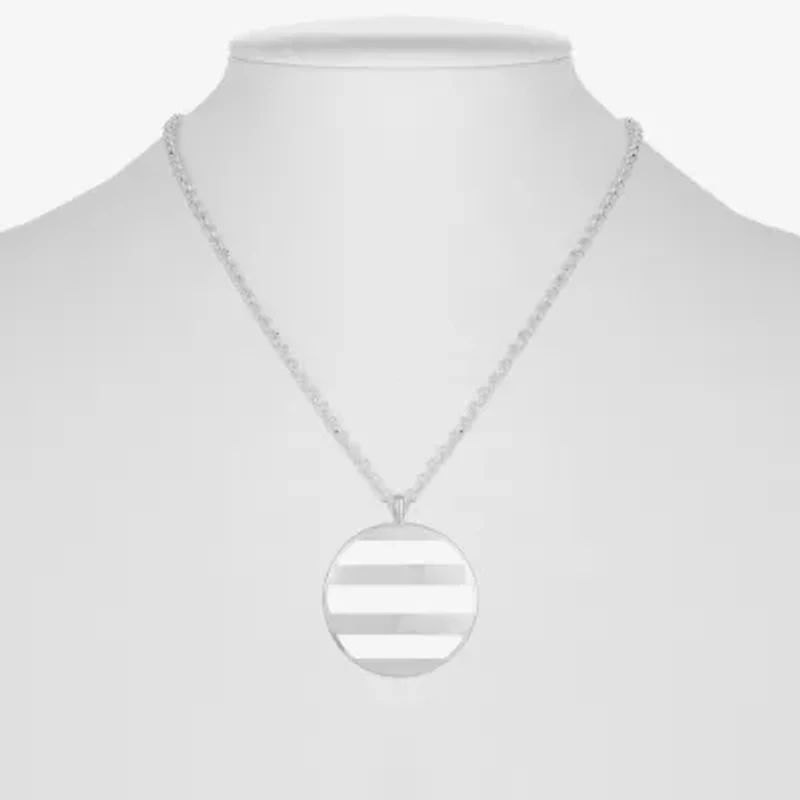 Liz Claiborne Striped Enamel Womens 34 Inch Pendant Necklace