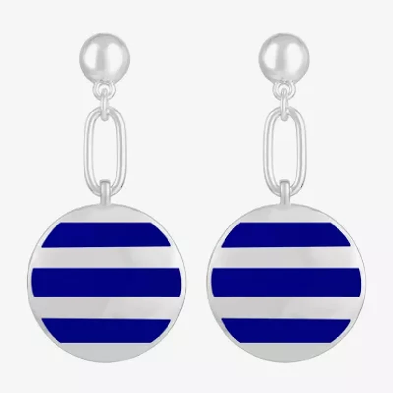 Liz Claiborne Paperclip Striped Enamel Womens Hypoallergenic Drop Earrings