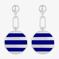 Liz Claiborne Paperclip Striped Enamel Womens Hypoallergenic Drop Earrings
