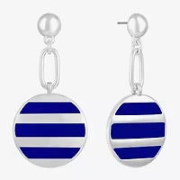 Liz Claiborne Paperclip Striped Enamel Womens Hypoallergenic Drop Earrings