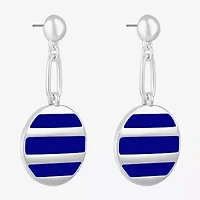 Liz Claiborne Paperclip Striped Enamel Womens Hypoallergenic Drop Earrings