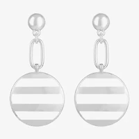 Liz Claiborne Paperclip Striped Enamel Womens Hypoallergenic Drop Earrings