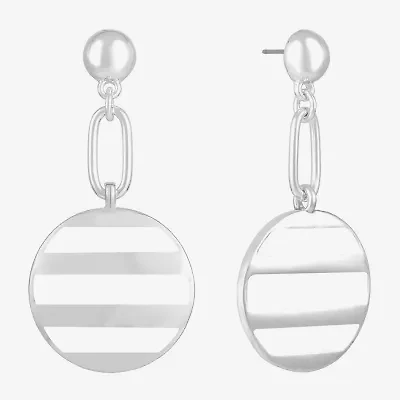 Liz Claiborne Paperclip Striped Enamel Womens Hypoallergenic Drop Earrings