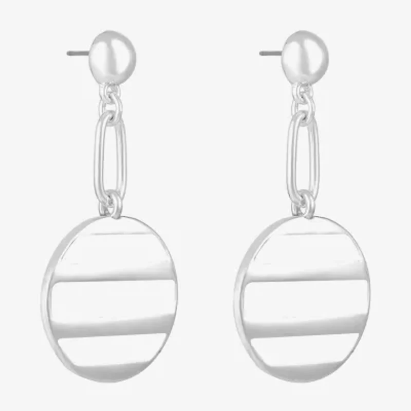 Liz Claiborne Paperclip Striped Enamel Womens Hypoallergenic Drop Earrings