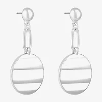 Liz Claiborne Paperclip Striped Enamel Womens Hypoallergenic Drop Earrings