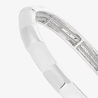 Liz Claiborne Silver Tone Striped Enamel Womens Stretch Bracelet