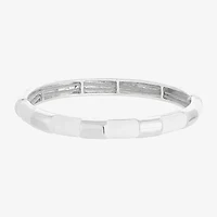 Liz Claiborne Silver Tone Striped Enamel Womens Stretch Bracelet