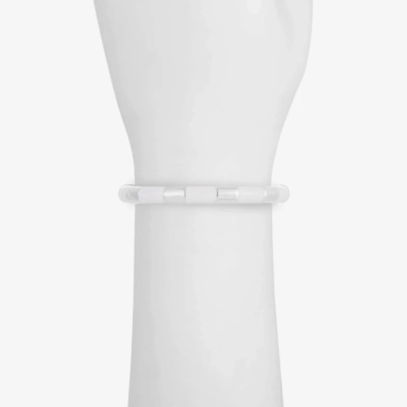 Liz Claiborne Silver Tone Striped Enamel Womens Stretch Bracelet