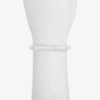 Liz Claiborne Silver Tone Striped Enamel Womens Stretch Bracelet