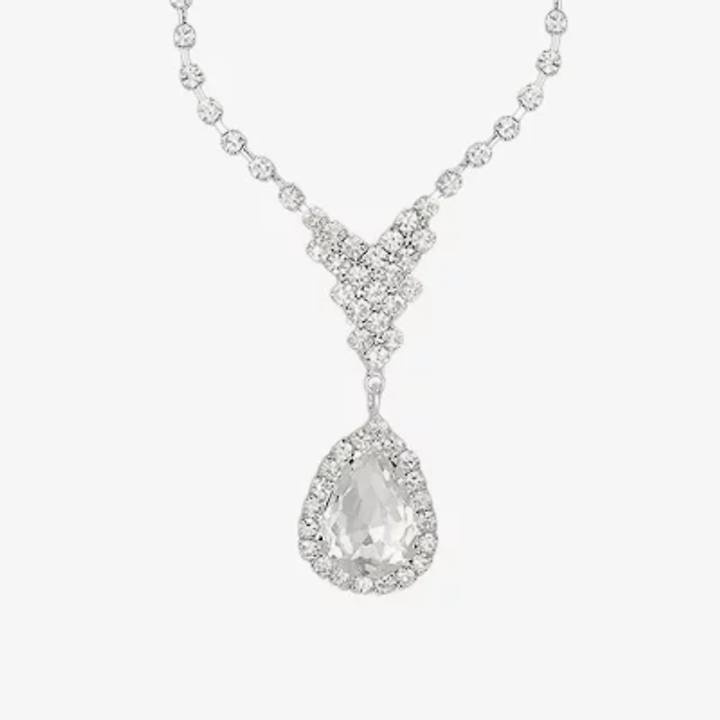 Monet Jewelry Timeless Silver Tone Pendant Necklace & Drop Earrings Womens Glass 2-pc. Jewelry Set
