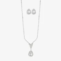 Monet Jewelry Timeless Silver Tone Pendant Necklace & Drop Earrings Womens Glass 2-pc. Jewelry Set