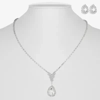 Monet Jewelry Timeless Silver Tone Pendant Necklace & Drop Earrings Womens Glass 2-pc. Jewelry Set