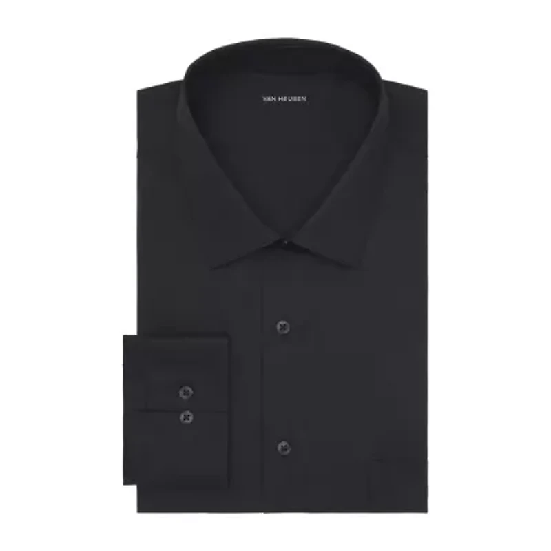 Van Heusen Fitted Everyday Defense Stain Shield Mens Modern Fit Stretch Fabric Wrinkle Free Long Sleeve Dress Shirt