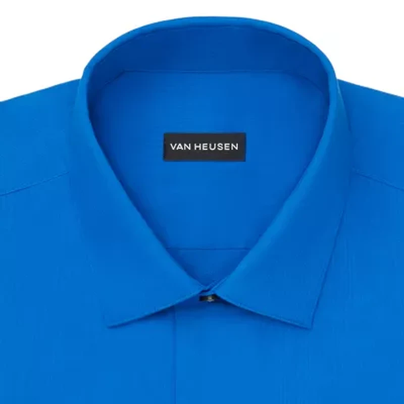Van Heusen Everyday Defense Stain Shield Fitted Mens Modern Fit Stretch Fabric Wrinkle Free Long Sleeve Dress Shirt