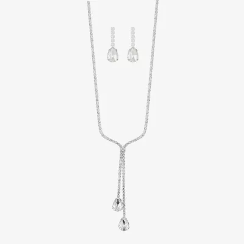 Monet Jewelry Timeless Silver Tone Bolo Necklace & Drop Earrings Womens Glass 2-pc. Jewelry Set