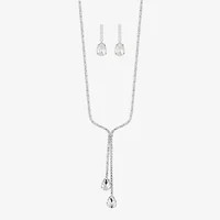 Monet Jewelry Timeless Silver Tone Bolo Necklace & Drop Earrings Womens Glass 2-pc. Jewelry Set