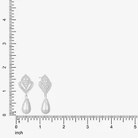 Monet Jewelry Timeless Silver Tone Womens Glass Simulated Pearl Hypoallergenic Drop Earrings