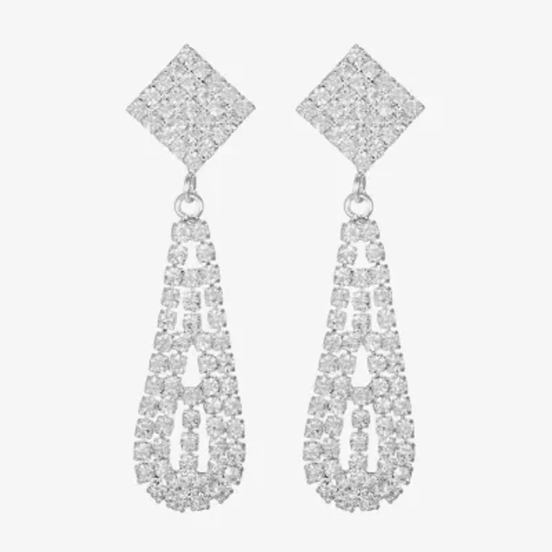 Monet Jewelry Timeless Silver Tone Womens Glass Hypoallergenic Drop Earrings