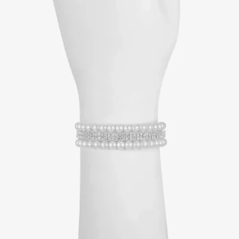 Monet Jewelry Timeless Silver Tone Womens Glass Cuff Bracelet