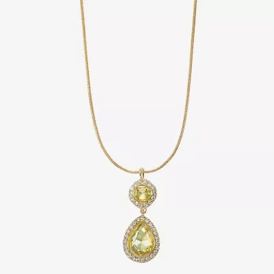 Monet Jewelry Halo Womens Glass Cushion Pear 17 Inch Pendant Necklaces