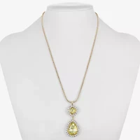 Monet Jewelry Halo Womens Glass Cushion Pear 17 Inch Pendant Necklaces