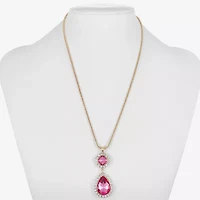 Monet Jewelry Halo Womens Glass Cushion Pear 17 Inch Pendant Necklaces