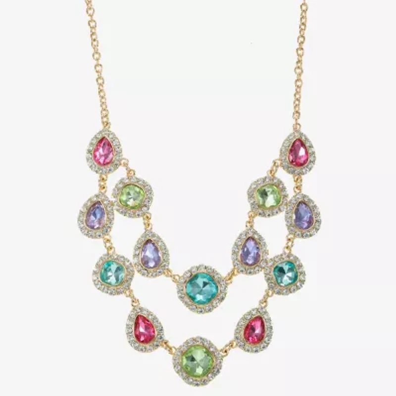 Monet Jewelry Halo Womens Multi Color Glass 18 Inch Strand Necklace