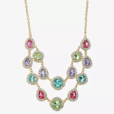 Monet Jewelry Halo Womens Multi Color Glass 18 Inch Strand Necklace