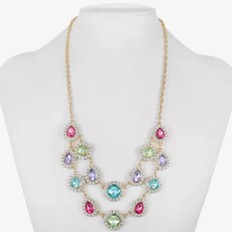 Monet Jewelry Halo Womens Multi Color Glass 18 Inch Strand Necklace