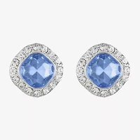 Monet Jewelry Halo Glass 18mm Cushion Stud Earrings