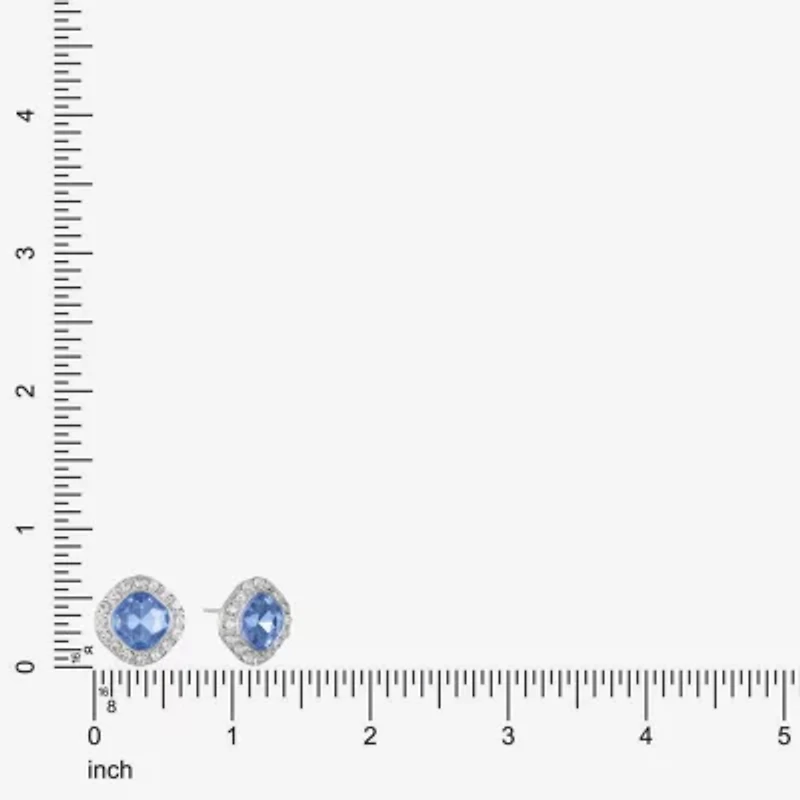 Monet Jewelry Halo Glass 18mm Cushion Stud Earrings