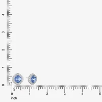 Monet Jewelry Halo Glass 18mm Cushion Stud Earrings